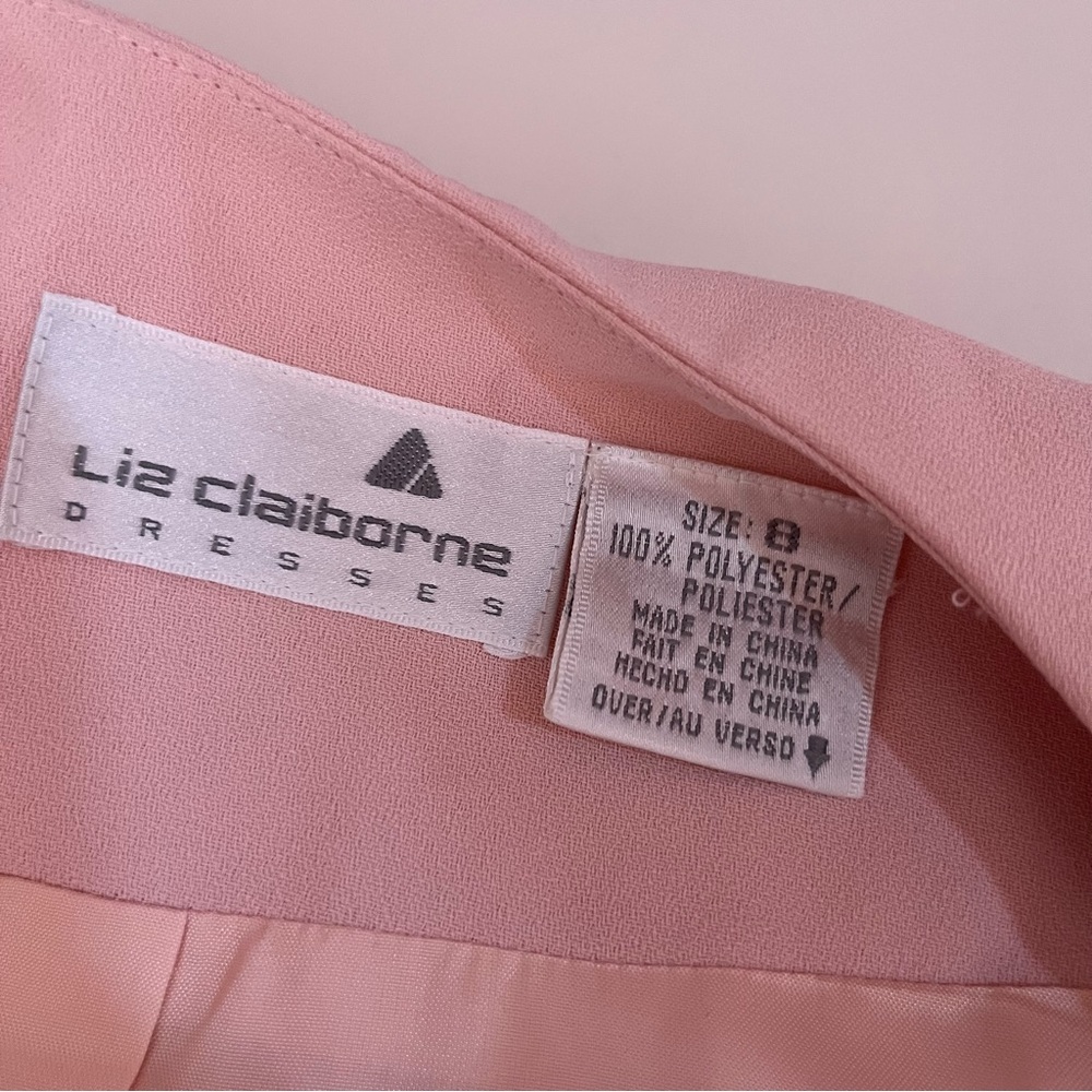 Vintage 1990 Liz Claiborne Pale Pink Sheath Dress Oversized Jacket Minimalist 8 - Picture 14 of 16